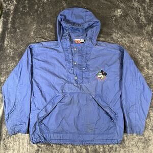 Vintage Mickey Inc Size M Blue Mickey Mouse Embroidered Hooded Pullover Jacket